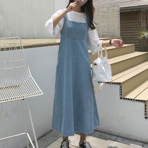 마더라이크 빅사이즈 오버핏 청멜빵원피스 데님여성의류 치마3061
