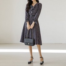 스타일온미 메이나 프릴 넥 벨트SET 플라워 원피스