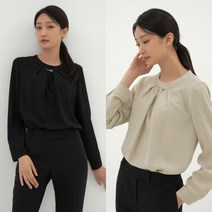 [지센] 여성 장식 단추 포멀블라우스 (색상2종)