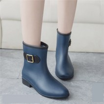 앞뾰족 J10602810 발목장화 여성 버클장식 예쁜 방수신발 레인부츠 미들힐