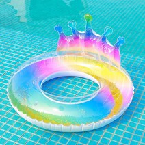 수영보드 패들보트 오리발 수상오토바이 물놀이보트Inflatable Pool Float Circle Swimming Ring for Kids, 02 crown 90