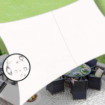 썬키다 그늘막 차광막 쉐이드 썬쉐이드 옥상 삼각 사각 테라스 천막, PES 패브릭, 4x4 사각형 + 크림