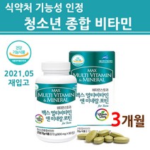 식약처인증 청소년 영양제 멀티 종합 비타민 미네랄 중학생 고등학생 초등학생 여자 남자 건강기능식품 2022 재입고 본사 직배송, 포틴, 3통