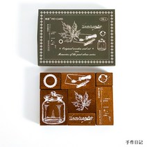 날인기 불박기 생산날짜 유통기한 자동 인쇄기 7개/상자 빈티지 여행 식물 달 스탬프 DIY 나무 고무 편지, 02 B