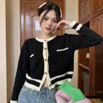 간절기 여성 라운드넥 럭셔리 캐쥬얼 골드 봄가디건