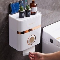네모생활 욕실 방수 휴지케이스 화이트 다크그린 당일발송, 1개