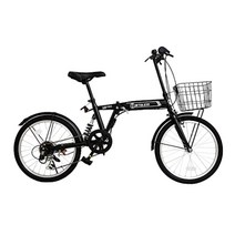 접이식 자전거 20인치 시마노 6단 변속 기어 바구니 부착 오렌지 일본직구 자전거, 블랙