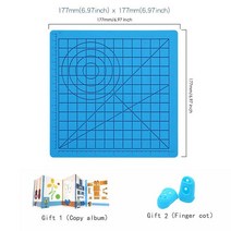 아이 3D 인쇄 펜 실리콘 디자인 패드 2 손가락 캡 장착 기본 템플릿 우수한 DIY 그리기, 04 Blue 17.7x17.7CM