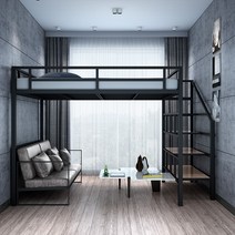 철제 벙커 침대 2인 철골 2층 단상 모던 심플, 01 블랙 높이 1.75m, 03 1200mmx2000mm