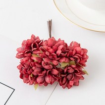 웨딩카 꾸미기 리본 프로포즈 자동차 장식 용품 6 개묶음 인공 꽃 실크 카네이션 미니 꽃다발 웨딩 화환 크리스마스 홈 스크랩북 신부 액세서리, 빨간색