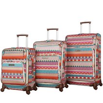Lily Bloom Designer Pattern Collection 3피스 수하물 세트 가볍고 확장 가능한 소프트사이드 슈트케이스 스피너 휠 포함 여성용 여행 세트에는 50.8c