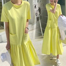 NewCare 여성 롱원피스 투포켓 플레어원피스 반팔원피스