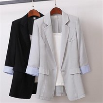 더클라워 인기신상 여성 봄여름 롤업7부소매 린넨 자켓 촉감좋은 면마 정장자켓~4XL