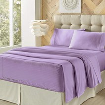 Five Queens Court Royal Fit 500수 알파 면 혼방 4피스 시트 세트 라일락 182.9x213.4cm(72x84인치) 캘리포니아 킹 421804