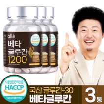 베타글루칸 1200 식약처 인증 윤택 알레 효능 600mg, 3개, 60정