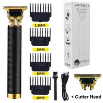 바리깡 클리퍼 이발기 트리머 미용실 가정용 전기 헤어 커팅 머신 충전식 컷 헤어 남자 면도기 이발사 전문 수염, 블랙 커터 헤드