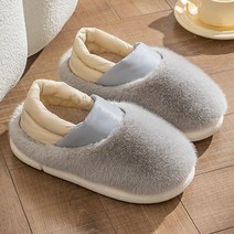 겨울 가정용 두꺼운 밑창 미끄럼 방지 솔리드 커플 여성용 모피 방수 따뜻한 플러시 슬라이드, 11.Grey - 42-43(fit41-42)