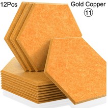 육각 12 Pcs 사운드 흡수 패널 어쿠스틱 벽 Absorcion 홈 레코딩 스튜디오 절연체 도어 씰링 스트립 그라스울 130184, Large Hexagon, 11--Gold Copper, 0.9cm High Density