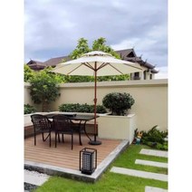 아이언 우드 파티오 우산 스틸 센터 폴 파라솔 더블 루프 카바나 구 음영 크랭크 핸들 직경 27 미터, beige