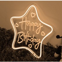 감성소품 네온사인 간판 Happy Birthday Led Neon Sign for Wall Deco Battery USB Powered Reu Light Up P, 03 Warm White B 39x39cm