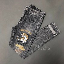 [Myshe]남성 자수 청바지 패션 개성 데님팬츠 Dou2802GX07