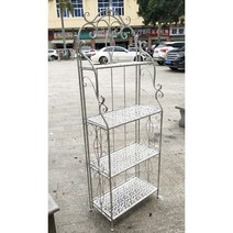 쉐비 빈티지 엔틱 철제 화분 선반 받침대 정리대 4단, 빈티지 화이트