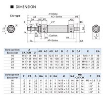 유압리프트 MA 16/20/25/32/40mm 스테인레스 스틸 25-500mm 스트로크 복동 미니 공압 공기 실린더, 13 Stroke 450_02 MA20