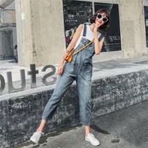키린 키린 여성 롤업 데님 데일리 멜빵 청멜빵 연청 점프수트 (8756492)