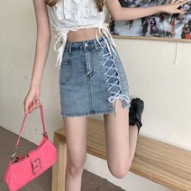 얼굴스팀기 페이스스티머 미스트기 피부관리기 핫걸 레이스 업 스플릿 데님 스커트 여성 디자인 센스 틈새, 02 S_01 Blue