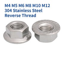 윙너트 스테인레스 스틸 역 나사 육각 육각 플랜지 왼손 톱니 모양의 스핀 록 인서트, m12, 5개