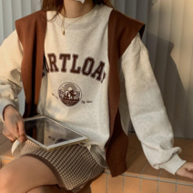 데이홀릭 레터링 기모맨투맨+숄 세트