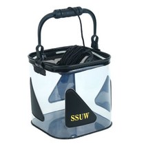 아이스박스 낙시용 낚시용 쿨러 낚시 태클 박스 접이식 양동이 라이브 물고기 보호 가방 소재 투명 내마 모성 다기능 상자, Transparent