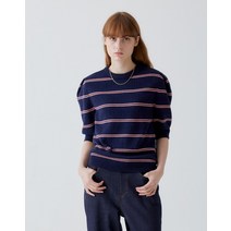 22FW 네이비 면혼방 스트라이프 풀오버 HSSW2C701N2