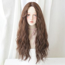 여성 가발 Hair 1063# 옥수수 파마 긴 곱슬머리 커버에 앞머리 없는 모조화섬 한 장씩 다소미얼 Z, [구미풍] 초콜릿 63cm.