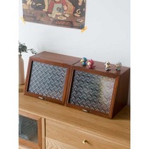 일본식 복고풍 원목 나무 다기능 수납장 찬장, 꽃유리장 2개