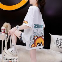 Ssysomey 순면 프린트 루즈핏 티셔츠