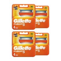 [더 오래가는 독일정품&무료배송] 질레트 퓨전5 면도날 4입x4개(총 16개) / 프로글라이드&파워 호환 / 스테인리스 5중날 / 윤활밴드