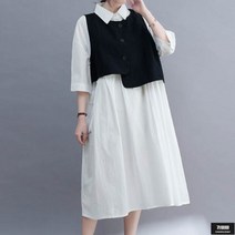 가바바 여성 미디 원피스 언발란스한 조끼가 유니크한 포인트 원피스 G61821