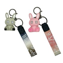파인드몰 토끼 키링 키홀더 2개 세트, 화이트+핑크
