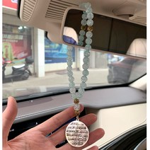 자동차 쇼바 서스펜션 이슬람 꾸란 fatiha 후면보기 미러 스테인레스 스틸 펜던트 녹색 구슬, 없음