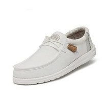 정품 Hey Dude 남성용 월리 리넨 | 남성 로퍼 슬립온 슈즈 편안하고 가벼운 무게