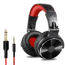 원오디오 유선헤드셋 헤드폰 컴퓨터 PC 스마트폰 노트북 태블릿 음악작업 노이즈캔슬링 3.5mm 6.35mm 3미터의 긴 케이블 겸용 고품질 정품 레드블랙
