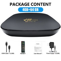 고광속 셋톱박스V88 미니 TV 박스 안드로이드 12 Allwinner H3 쿼드 코어 2.4G WIFI 4K 셋톱 H.265 극장 미, 02 4GB 64GB_02 Eu 플러그