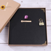 접착식 인생네컷앨범 커플포토북 띠부씰앨범 성장앨범 암호 잠금 diy 수제 붙여 넣기 커플 졸업 기록 크리 에이 티브 기념 도서 사용자 정의, 흰색 카드 - 보라색 카네이션 + 선물 팩 + 선