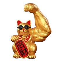 중국어 근육 팔 입상 풍수 고양이 흔들며 행운 환영 고양이 문 인테리어 거실 장식 장식품, 수지, 좌운