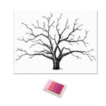 GHSHOP DIY 게스트 사인 - 지문 트리 페인팅 패드, 캔버스 및 잉크 패드, 핑크
