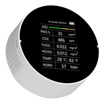 이산화탄소 복합가스 co2 가스 측정기 경보기 Tuya wifi 7 in 1 air quality detector pm2.5 tvoc co2 hcho 온도 습도 aqi, 흰색 - 아니 와이파이