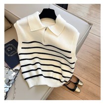 양승 여성용 스트라이프 니트 조끼 베스트