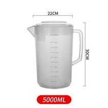 뚜껑있는 플라스틱 냉수 저그 대량 계량컵 내열 냉수컵 4L 5L, PC 분쇄 물병 5000ML 냉온