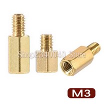 전산 볼트 너트 육각 스레드 M3 * L + 6mm 육각 황동 Standoff 스페이서 나사 기둥 PCB 컴퓨터 PC 마더 보, 01 M3_14 35mm  3pcs